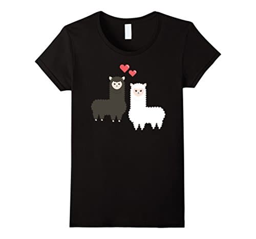 Alpaca Love Shirt: Cute Alpacas Llama Heart Gift T-Shirt-Female Large-Black