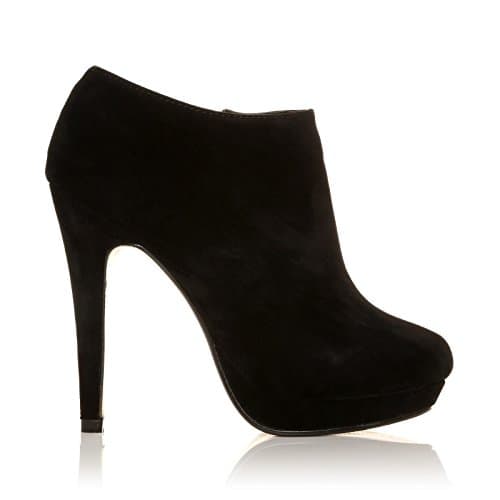 H20 Black Faux Suede Stilleto Very High Heel Ankle Shoe Boots