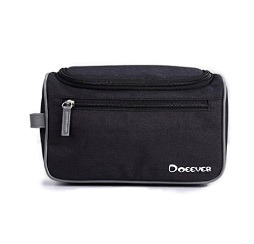 Pureage Travel Toiletry Bag Large capacity Waterproof for Women Clear Cosmetic Makeup Storage Pouch or Men Shaving Kit Organize (Black)