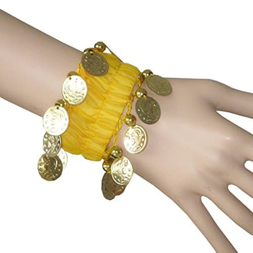 STIME TM Women Ladies Belly Dance Accessories Wrist Ankle Arm Cuffs Bracelets Yellow