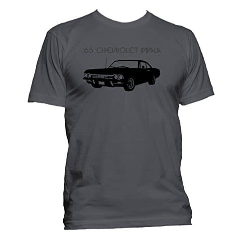 Chevrolet Impala 65. 1965 Classic. Ringspun Crewneck Mens T-shirt. Charcoal Small