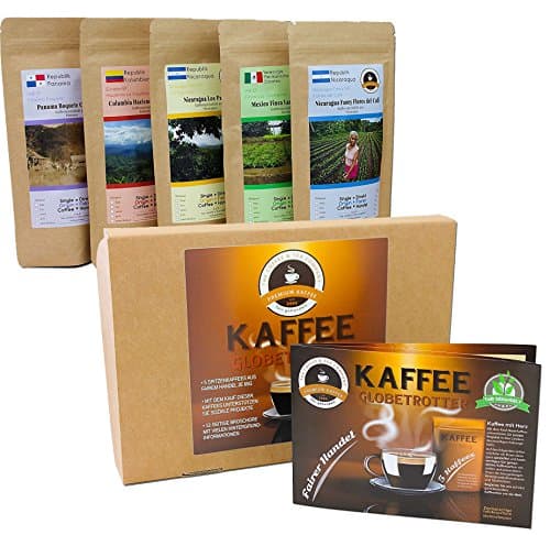 Coffee Globetrotter "Wholehearted" . Gift Set - 5 x 100g Fair Traded High Quality Coffee in Gift Box, The Perfect Gift Supporting Social Projects (Ground Coffee, 5x100g)