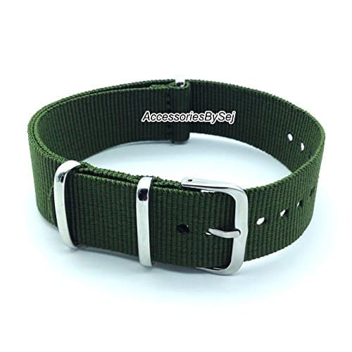 G10 Nato Nylon Watch Strap,Military Green, (16,18,20,22 &amp; 24mm width's) (24mm)