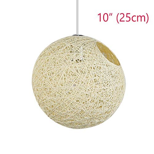 10 inch Cream Wicker Rattan Woven Lampshades Fits Ceiling Pendant Light Shades For Home Room Decoration(25cm)