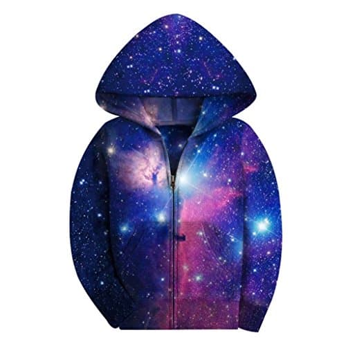COIKNAVS Boys' Kids Galaxy Teen Zipper Hoody Fleece Full Zip Up Hoodie 4-15Y NO9 L