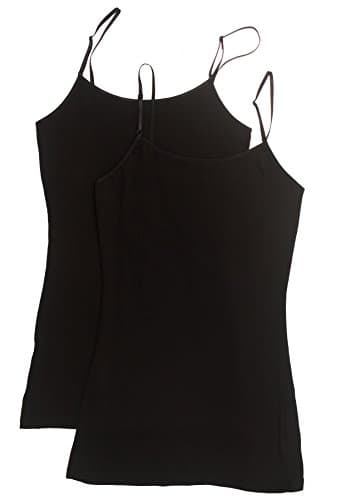 2 Pack Zenana Women's Basic Cami Tank Tops Small Black, Black