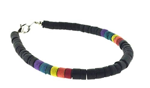 Black & Rainbow Pride Bead Puka Shell Bracelet - Gay & Lesbian LGBT Pride Bracelet. One wristband / anklet ( for men or women). Rainbow Pride Jewelry Wristlet