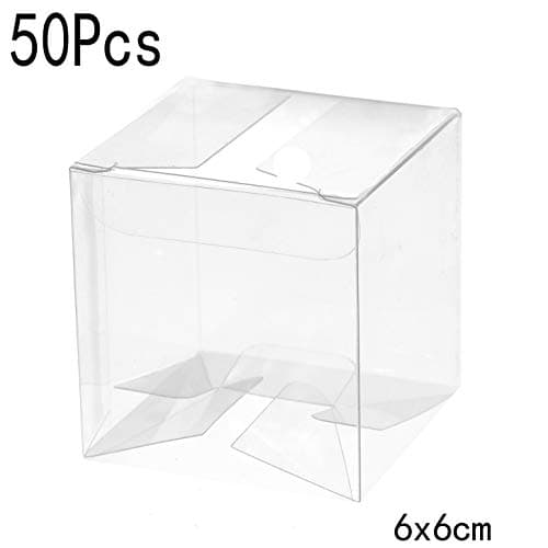 Clear Plastic Candy Treat Boxes - Transparent Small Gift Packaging Boxes Bulk Baby Shower Birthday Party Candy Treat Boxes Wedding Bridal Shower Party Favors Boxes Supplies, 50Ct