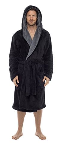 Men's Snuggle Fleece Robe, Luxury Super Soft Hooded Dressing Gown, M L XL, Gift For Him, By Toro Rocco®