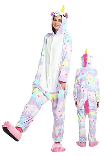 Unisex Unicorn Onesie Pajama For Adult, Kigurumi Women &amp; Men Animal Unicorn Costumes (Small, Star Unicorn)