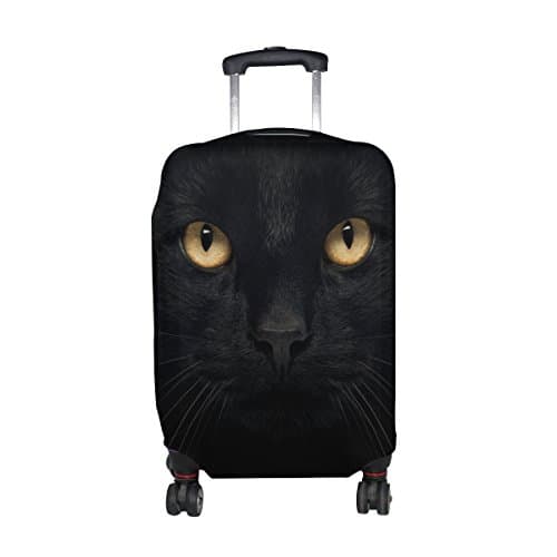 COOSUN Black Cat Print Travel Luggage Protective Covers Washable Spandex Baggage Suitcase Cover - Fits 18-32 Inch