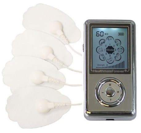 Healthmateforever 8 Mode Best Electro Smart Pain Relief Therapy Machine Great for Muscle Fatigue Ease and Soreness Relief+10 Pairs of Reusable Patch Pads Silver