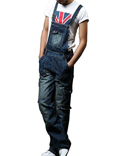Myncoo Men Women Denim Fashion Slim Work Bibs Overall (32)