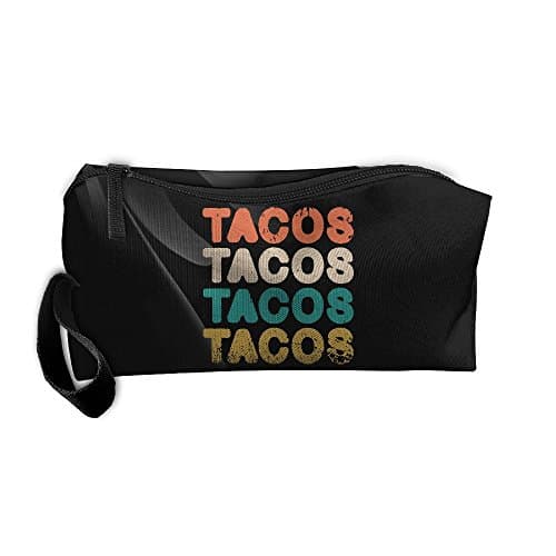 Retro Vintage Fun Mexican I Love Tacos Portable Zipper Storage Bag Make-Up Pouch Beauty Cosmetic Bag Sewing Kit Medicine Bag