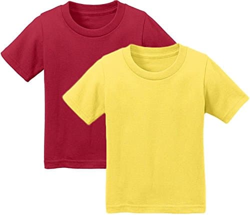 Unisex Children Cotton TShirt Short Sleeves-2-7 yrs Old-Pack Deal, Red, Yellow, 7