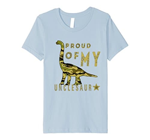 Kids Dinosaur Nephew Uncle Military Appreciation Apatosaurus 4 Baby Blue