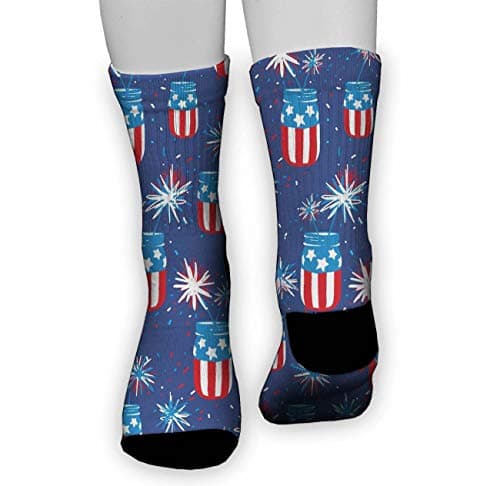 Jinkela Men&Women Patriotic American Flag Mason Jars Crew Socks Warm Over Boots Stocking Trendy Long Socks