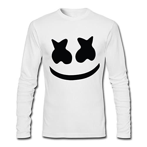 Men's Marshmello face original Tour DJ Long sleeve t shirt XX-Large White