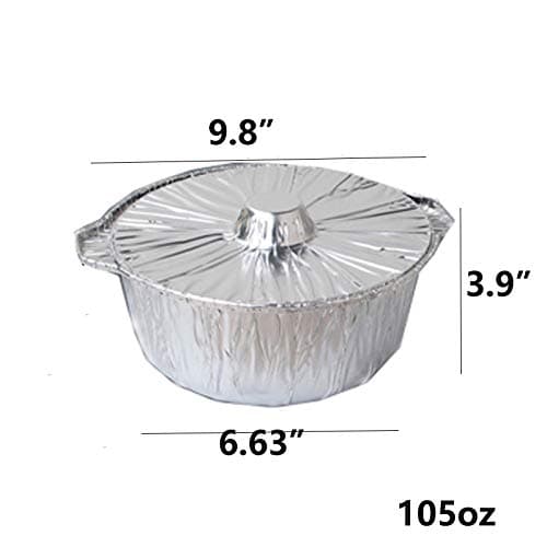[10pcs]Aluminum Foil Boiler Disposable Tin Boiler and Extra Deep Aluminum Foil for Hot Pot and Camping 105oz 134oz 187oz. (105oz)