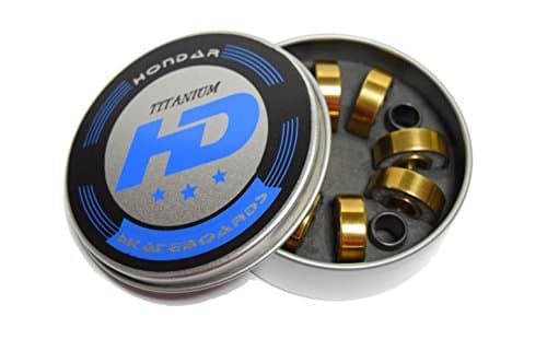 Abec-7 Skateboard Bearings w/ Heavy Duty Metal Spacer and Super Titanium Skateboard Bearings (Titanium Bearings)