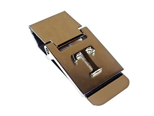 Money Clip with Alphabet Monogram, Polished Stainless Steel - Alphabet "T".
