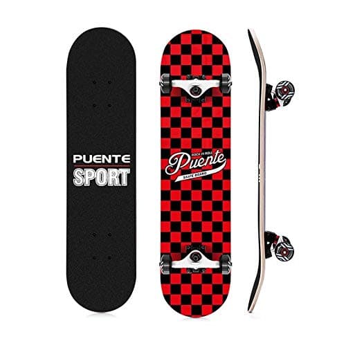 PUENTE Skateboard Deck, Adults Kids Skateboard,Complete Board with ABEC-9 Bearing 7-layer 92A Hard Maple Deck,31 x 8 x 4 lnches load 400-485 lb for beginners and professionals