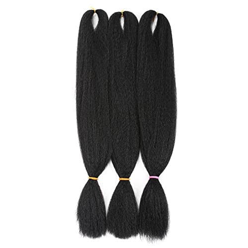 3 Packs Braiding Hair Crochet Braiding Hair Extensions Crochet Hair Braiding Hair Extensions Low Temperature Synthetic Hair 26'' #1B (26inch (3packs), 1B#)