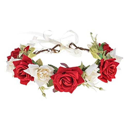 Floral Fall Rose Red Rose Flower Crown Woodland Hair Wreath Festival Headband F-67