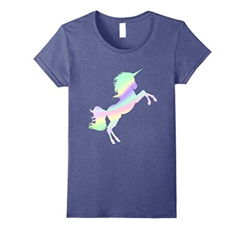 Womens VAPORWAVE AESTHETIC  UNICORN T SHIRT RAINBOW XL Heather Blue