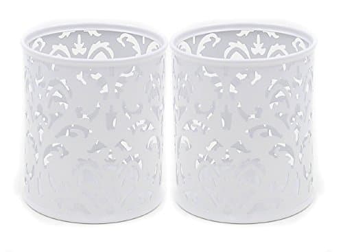 UDH Metal Round Mesh Steel Pencil Holder Pen Pencil Cup 2 Pcs Teal