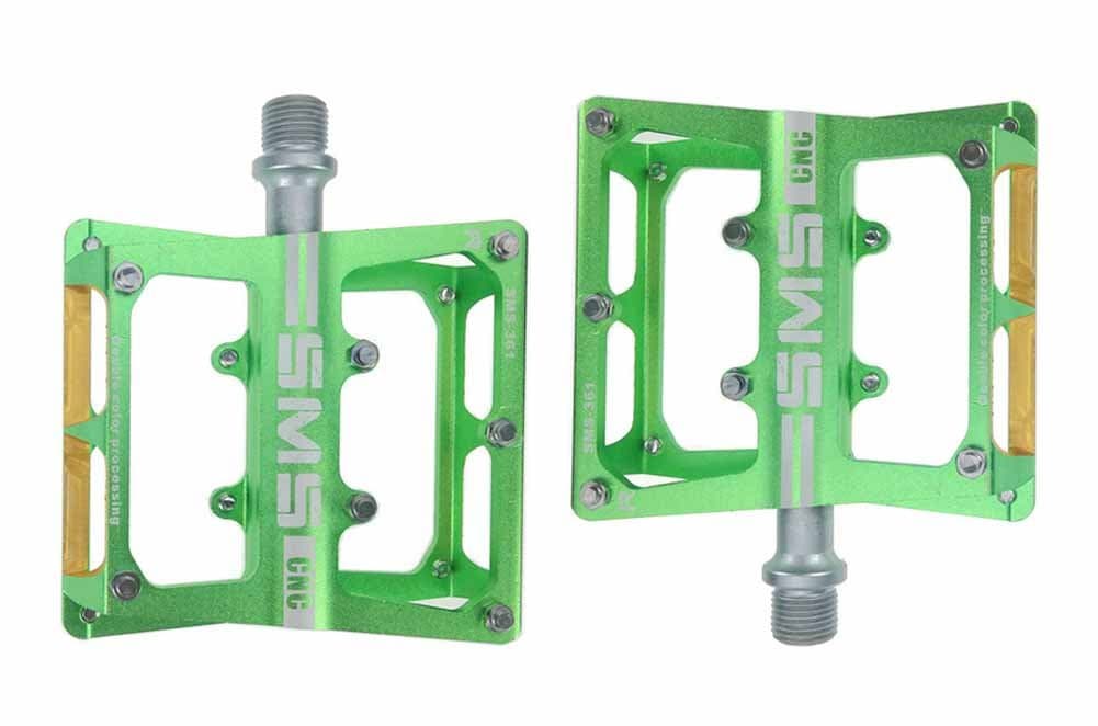 SHIBIKE Bike Pedals Aluminum Alloy Pedal 3 Bearing Pedal 9/16 Pedal For MTB Road Folding Fixie Bike (Color : Green)