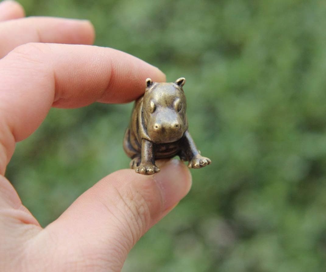 PANRODO Hippopotamus Statue Copper Figurine Handwork Craft River Horse Figurine Bronze Figurine