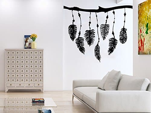 Rimless Wall Art Hanging Feather Decorative Non-toxic Adhesive Vinyl Wall Stickers Bedroom Decor Wall