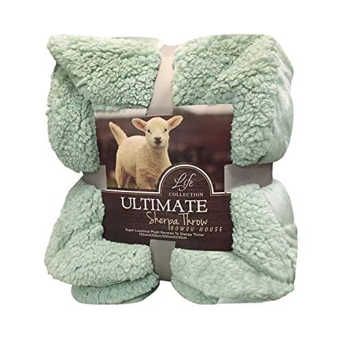 Absolutely Perfect Fashion Lambswool Fur Throw Blanket Super Soft Cozy Sherpa For All Seasons - Matcha Green 60" x 80"