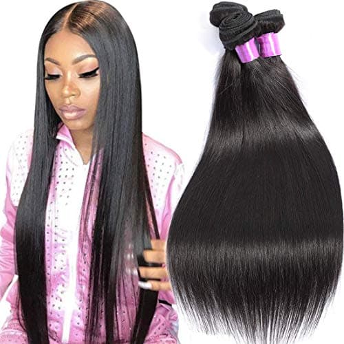 Human Hair Bundles Brazilian Straight Human Hair Bundles 18 20 22inch 10A 100% Unprocessed Virgin Straight Weave Raw 3 Bundles Deals Natural Black for woman
