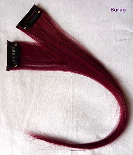 Hair Collection-12" Burgundy 100% Human Hair Clip in on Extensions - 1.6"widex2pcs (burgundy)