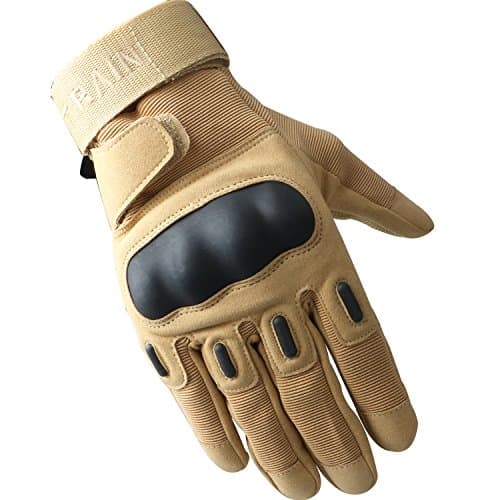 Tirain Full Finger Multifunction Glove for Motorcycle Riding Cycling Biking Military Army Sports Outdoor Garden Work Gloves with Knuckle Protection, Christmas/Xmas Gloves Gifts (XL, Sand Color)