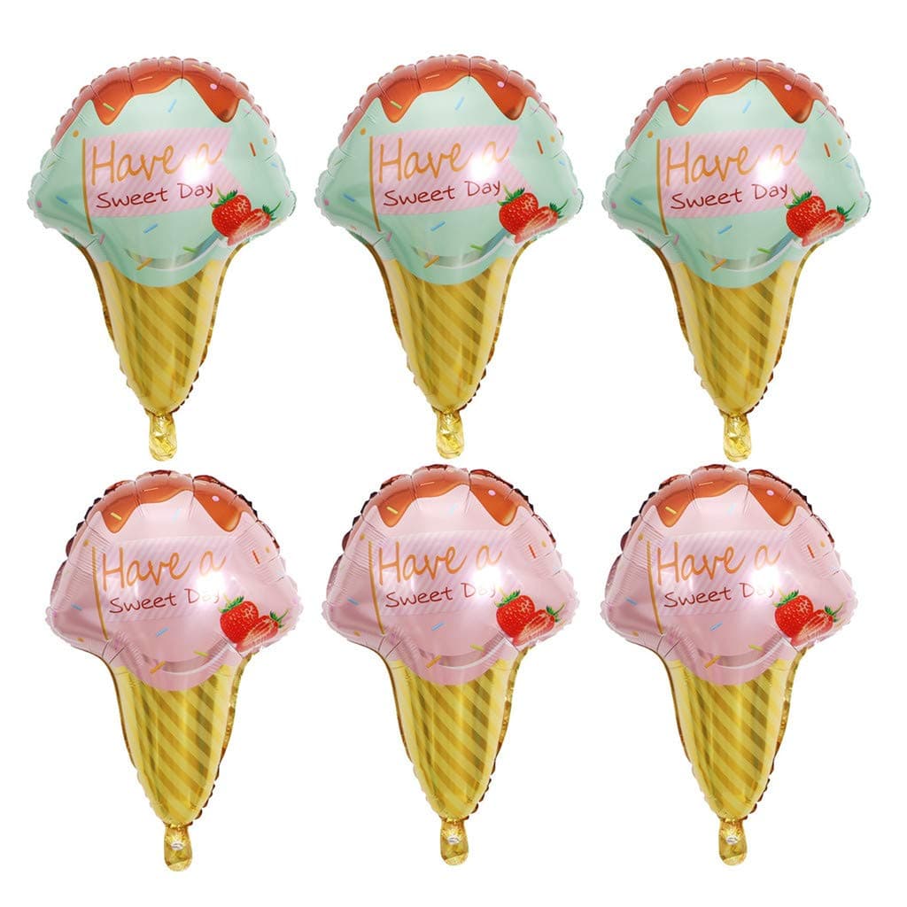 JANOU Ice Cream Foil Balloons Sweet Candy Dessert Aluminum Mylar Balloons for Wedding Birthday Baby Shower Party Decorations Pack 6pcs