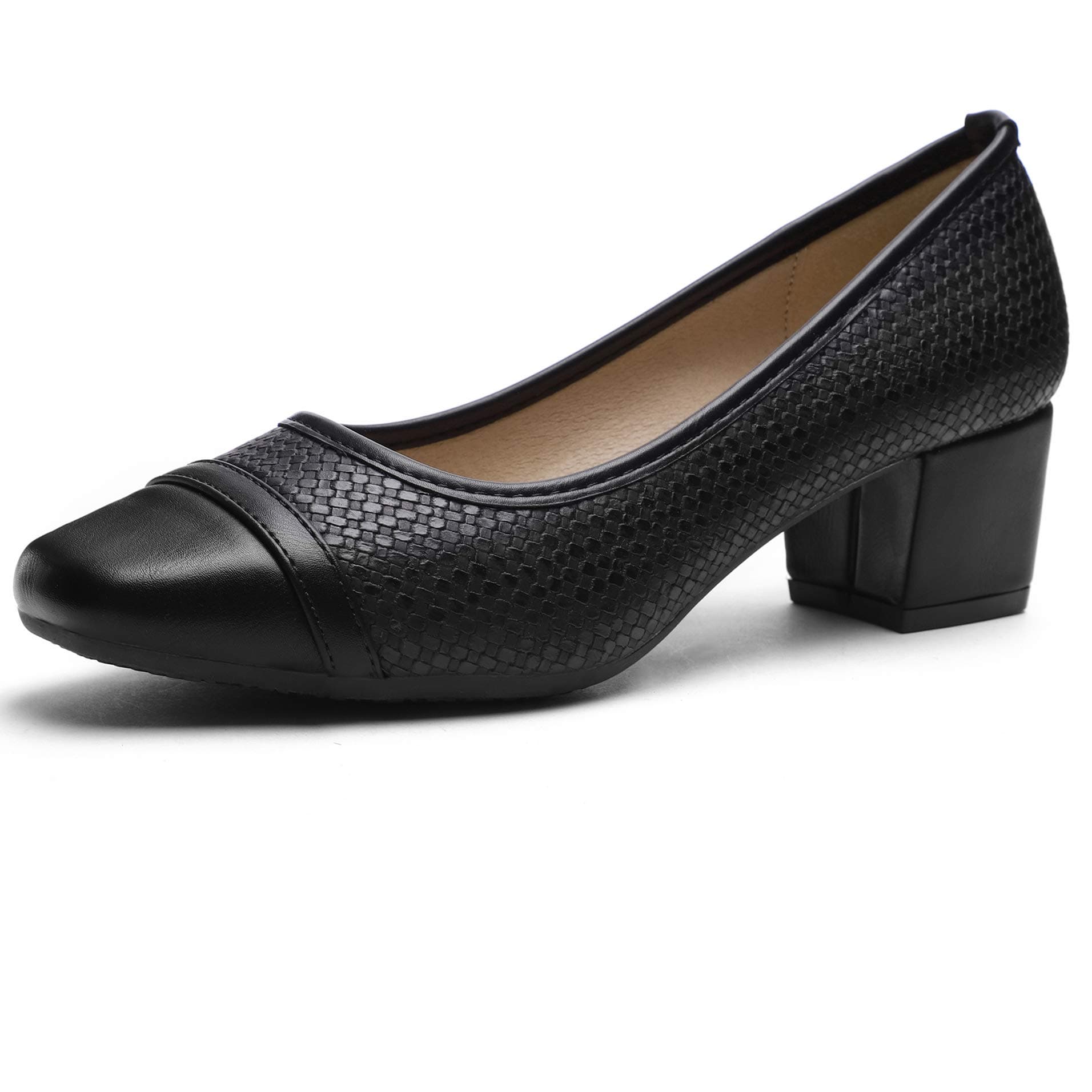Black Comfort Pumps Heel Slip-on Women’s Casual Square Toe Walking Classic Shoes Black