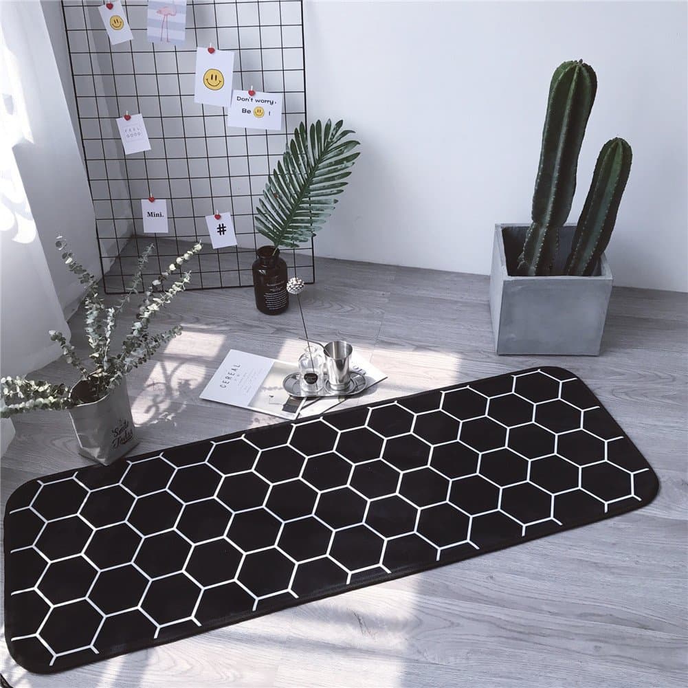 INCX Non-Slip Runner Rug Kitchen Rugs and mats for Floor for Kids Room (19.7 x 66.9 Inch, Honeycomb)