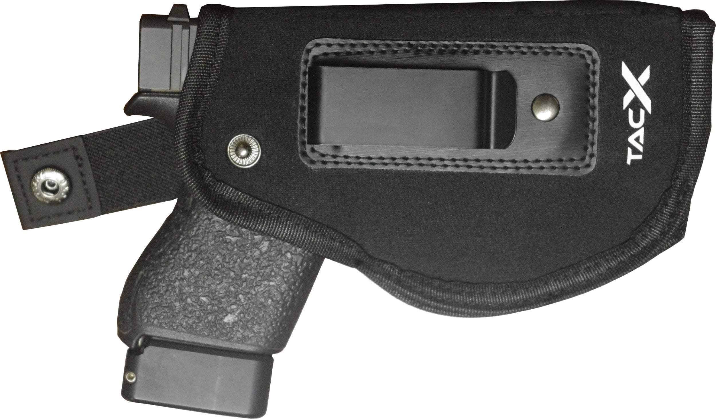 TacX Pro Gear Universal IWB Holster | Concealed Carry | Inside The Waistband Bundle | Bonus Spare Magazine Pouch | Flexible, Breathable, Neoprene | S&W M&P Shield 9/40 1911 XDS Taurus Glock