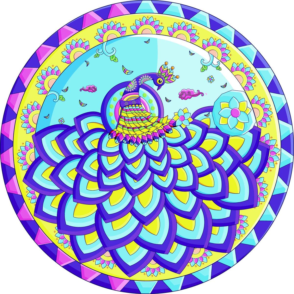 Bgraamiens Puzzle-Blue Ballet Fairy-1000 Pieces Round Puzzle Color Challenge Jigsaw Puzzles for Adults and Kids