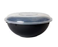Pack of 3 Eco Friendly Premium Hard Plastic Food Containers with Lids | Salad and Mixing Bowls | Large Plastic Bowls with Cover - 12" (30.5cm) - 160oz (4.5 Litre) - Black