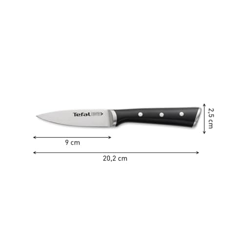Tefal Ice Force Stainless Steel Paring Knife 9cm, Premium Design, Ideal for Peeling, K2320514, Silver/Black
