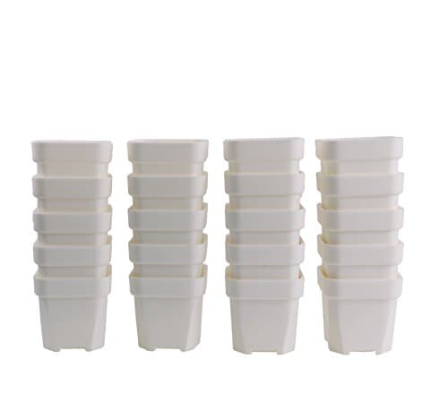 MUZHI 20 Pack White Sturdy Plastic Nursery Pot, Mini Square Starter Pot for Seedling Cutting Planting 2.55 INCH (2.55 inch)