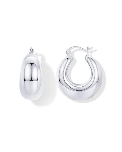 PAVOI 14K Gold Plated Sterling Silver Post Chunky Hoops Earrings | Thick Lightweight Chunky Hoop Earrings for Women