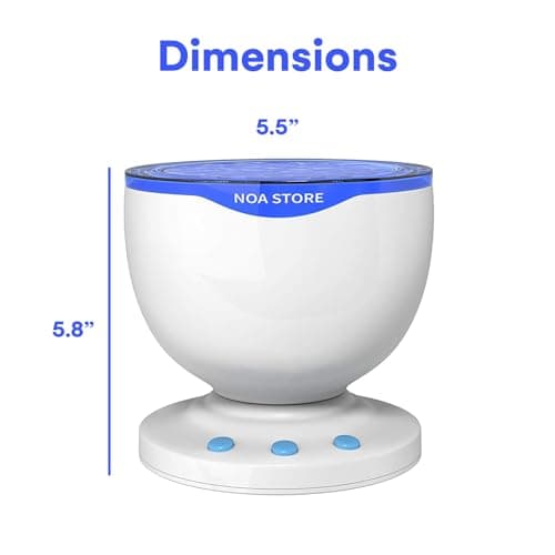 Noa Store Sensory LED Room Lights - Light Projector for Bedroom - Ocean Waves Projection Lamp with Calming Music - Night Light for Kids - Blue Ceiling Projector Lamps for Adults and Children