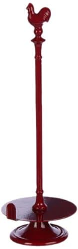 French Enameled Rooster Paper Towel Holder, Red