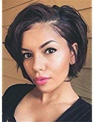 SHANELL 8A Straight Bob Style Full Lace Human Hair Wigs With Baby Hair For Black Women 130% Density Short Brazilian Human Hair Bob Wigs Side Part 8"