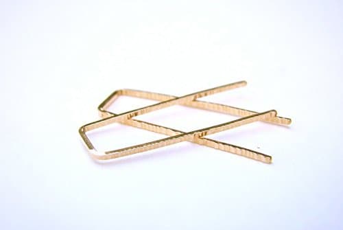 14 Karat Gold Modern Minimalist Staple Threader Earrings Ear Wires